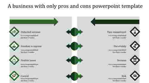 pros and cons powerpoint template-green